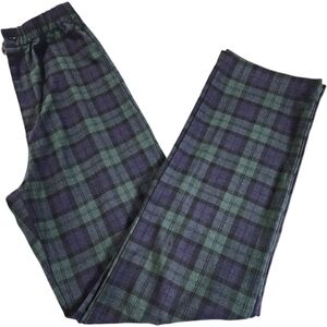 Brandy Melville Green and Blue Plaid Flannel Straight Leg Lounge Pants Trousers